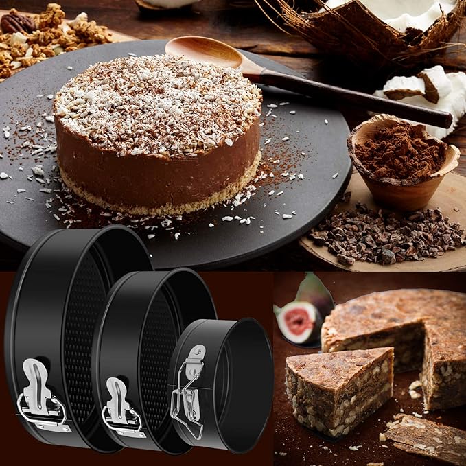 MASSUGAR 4 7 9 Inch Springform Pan, Non-stick Leakproof Cheesecake Pan, Spring Form Pans for Cheesecake, Round Cake Pans for Baking with Removable Bottom and 50Pcs Parchment Paper