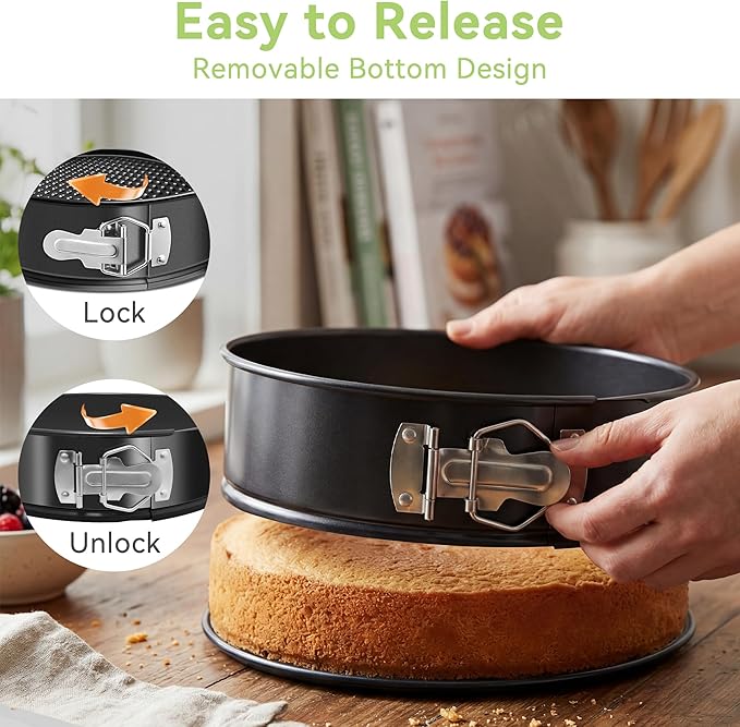 USLAI Springform Pan, 9 Inch Nonstick Cheesecake Pan with Removable Bottom, Easy to Clean, Ideal for Baking Cakes, Pies and Quiches