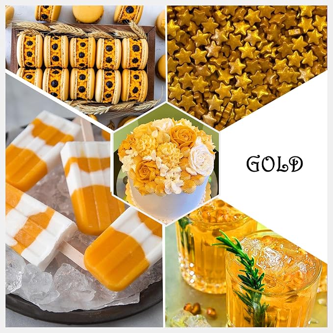 Gel Food Coloring - 5.3oz Vivid Food Coloring Gel for Baking, Cake Decorating, Icing, Cookie, Fondant and Macaron - Tasteless Food Color Dye for Frosting, Easter Egg, Soap Making and Crafts (Gold)