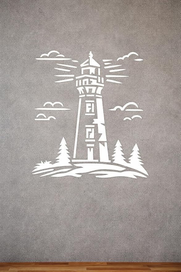 Lighthouse Stencil – Nautical Ocean Travel Adventure Design Template Pattern Reusable Art Stencil for Painting, Crafting and DIY Projects (3 Pcs Set)