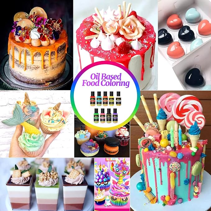 Oil Based Food Coloring for Chocolate, 20ml Candy Coloring for Cake Decorating, Forsting, Edible Food Dye for Baking Cookies Icing Fondant Meringues(.7 Fl. Oz Each Bottles, Each Bottles)