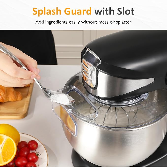 Stand Mixer with 6.5-QT Bowl: 400W Electric Kitchen Mixer with Dough Hook, Whisk & Beater, 3-in-1 Food Processor & Meat Grinder Attachment, For Baking, Bread, Pasta, Cookies