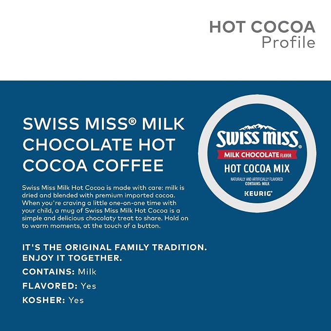 Swiss Miss Milk Chocolate Hot Cocoa, Keurig Single-Serve Hot Chocolate K-Cup Pods, 72 Count