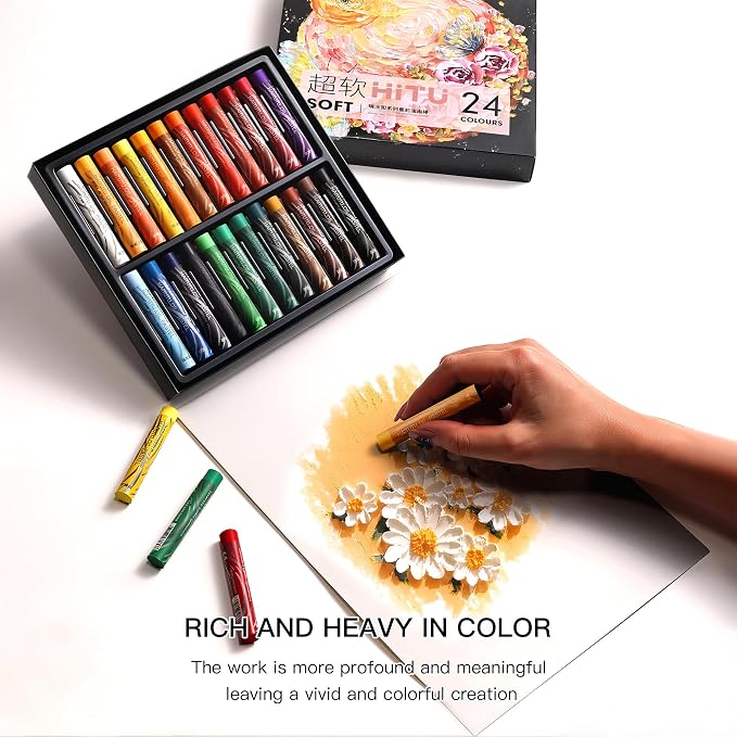rubens Oil Pastels Set 24 Colors, Professional Soft Creamy Texture, Easy Blending & Layering, Vibrant Art Supplies Gift for Artists, Beginners & Adults
