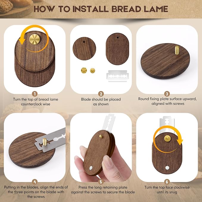 Upgraded UFO Bread Lame Dough Scoring Tool,Magnetic Sourdough Scoring Tool,Black Walnut Bread Lame Cutter Scoring Knife for Bread Baking Includes 5 Replaceable Razor Blades for Bread Baking