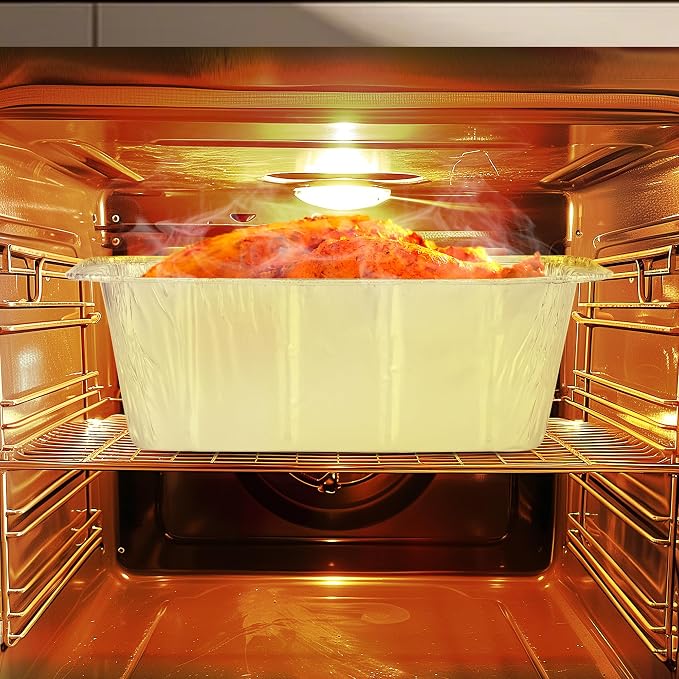 Mini Loaf Pans 1Lb 50 Packs,Heavy Duty Aluminum Foil Disposable Bread Baking Pan Bread Tins for Baking Breads,Cakes,Meatloafs Size-8"x 3.5" x 2.5" (50 Packs)
