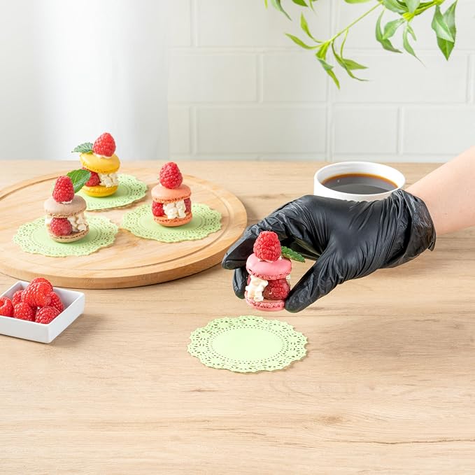 Pastry Tek 4 x 4 Inch Paper Lace Doilies, 4000 Disposable Table Doilies - Elegant Lace Finish, Long Lasting, Green Paper Doily, for Pastries, Cupcakes, Desserts - Restaurantware