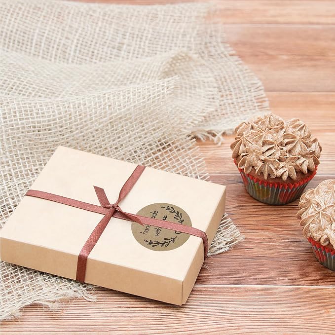 1500 Pcs 1 Inch Kraft Handmade with Love Stickers, Thank You Labels | 3 design rolls with self-adhesive paper labels for bakery packaging, gift bags, envelopes, small business orders, and crafts.
