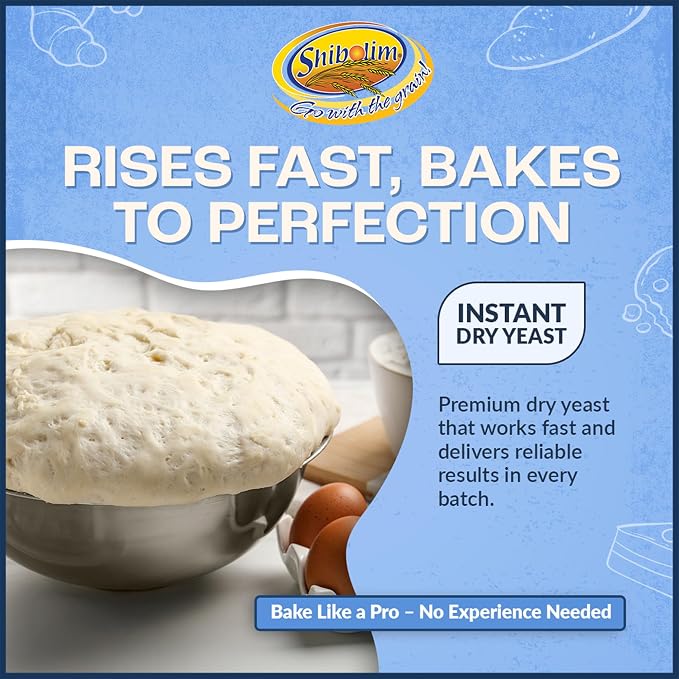 Shibolim Instant Dry Yeast, 1.1 lb | Fast-Rising Yeast for Rapid Rise | Great for Challah, Bread, Pizza & More | Kosher | Vacuum-Sealed