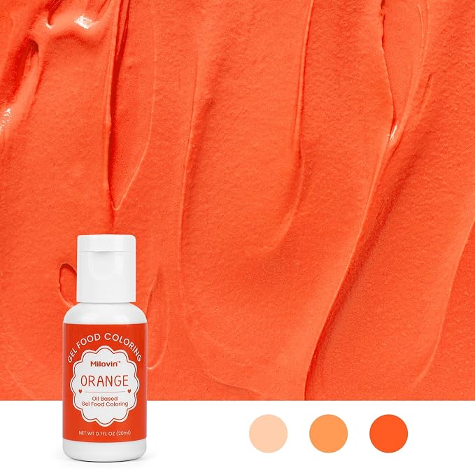 Oil Based Food Coloring for Chocolate, 20ml Edible Orange Oil Based Food Coloring Gel for Cake Decorating, Sugar, Candy Melts, Baking, Cookies, Icing Frosting, Meringues, Cream- 0.7 Fl. Oz(Orange)