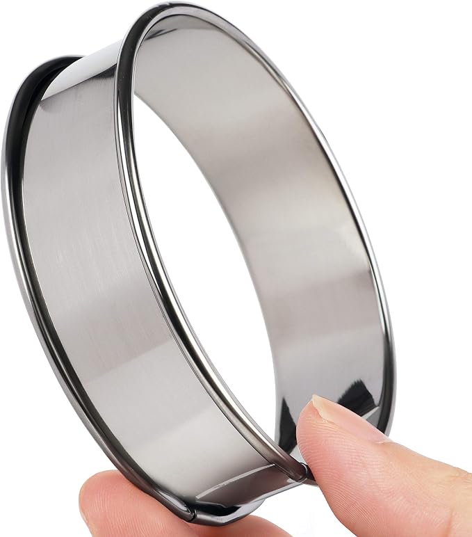 FANGSUN 12 Packs English Muffin Rings, 4 Inch + 3.15 Inch Stainless Steel Crumpet Rings, Tart Rings for Baking Double Rolled Nonstick Round Cake Ring, Metal Pastry Ring Mold