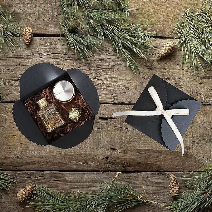 WEWILUCK Small Black Boxes for Gifts, 10 PCS Premium Gift Box with Ribbon for Thanksgiving, Anniversaries, Party, Birthday, Graduations, and More(4.75” x 4.75” x 3.53”)