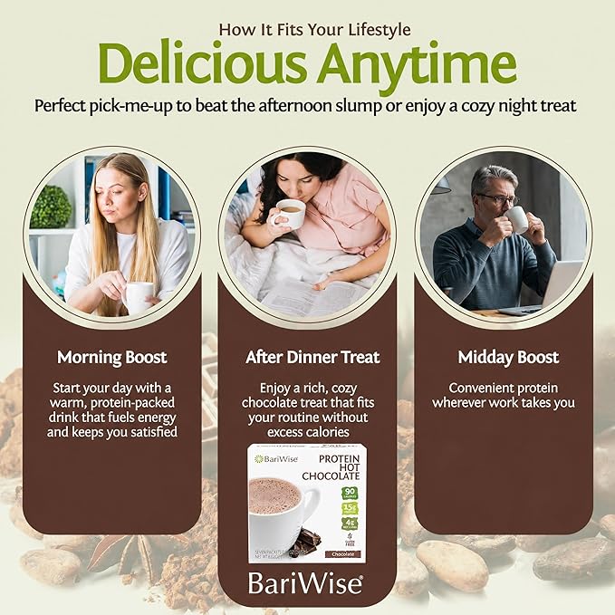 BariWise Protein Hot Chocolate, Hot Cocoa, Low Sugar, Low Carb, Keto Friendly & Gluten Free (7ct)