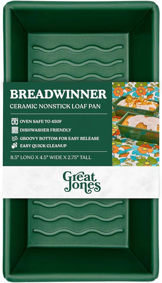 Great Jones Breadwinner (Broccoli) | Nonstick Loaf Pan for Bread, Cakes & More | Aluminized Steel with Easy Release Coating | Oven-Safe to 450°F | Even Heat Distribution | Dishwasher-Friendly