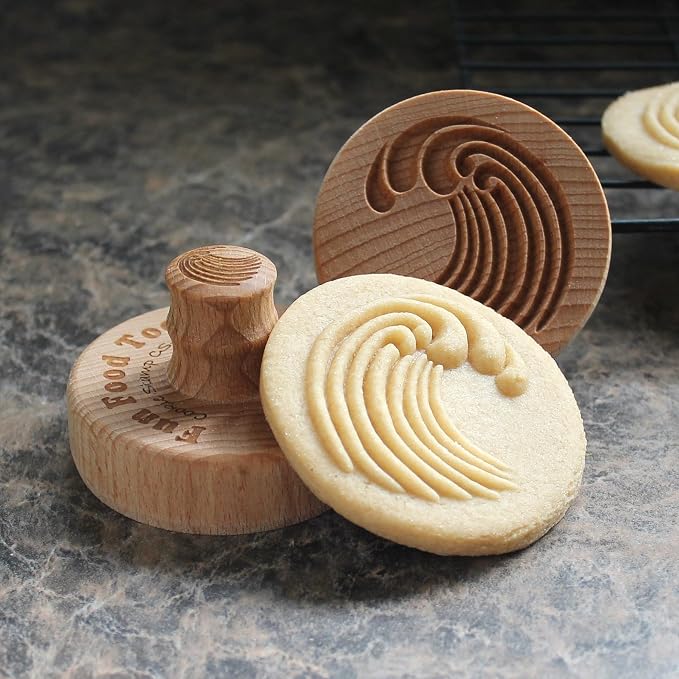 Wood Cookie Stamp, 2.5 Inch (Wave CS-137)