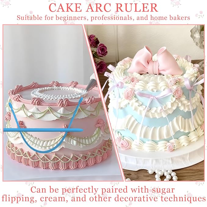 4PCS Cake Arch Guide Tool,Adjustable Fondant Cake Arc Ruler for Cake Baking | Decorative Marking Divider Aid,Pastry Decorating Supplies for Home Kitchen Bakeries Practical Swag Guide Gadgets Accessories