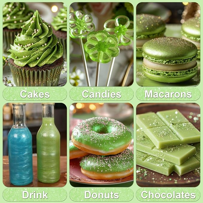 Olive Green Edible Glitter - 5g Food Grade Cake Decorating Shimmering Glitter, Edible Sprinkle Luster Dust for Drinks, Chocolates, Fondant, Strawberries, Cupcakes, Candy, Easter Cookie - Vegan