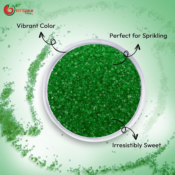 NY Spice Shop Green Sanding Sugar - 1 Pound Edible Holiday Sprinkles for Cake Decorating, Cupcakes & Cookies - Festive Baking Decorations for Desserts, Candy Dishes & Gift Treats