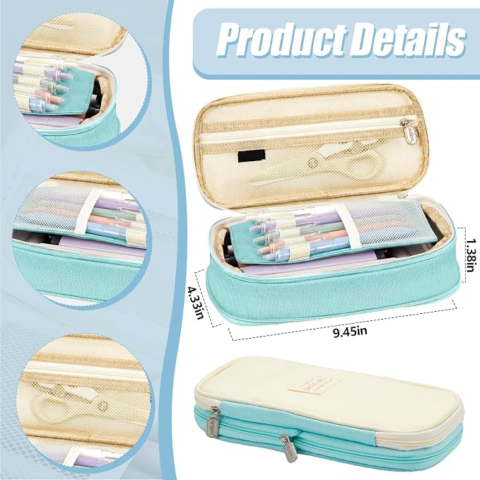 Jutom 39 Pcs Aesthetic Book Annotation Kit Highlighter with Case Bag Gel Pen Transparent Sticky Note Taking Bible Supplies(Mint Green,Cute Style)