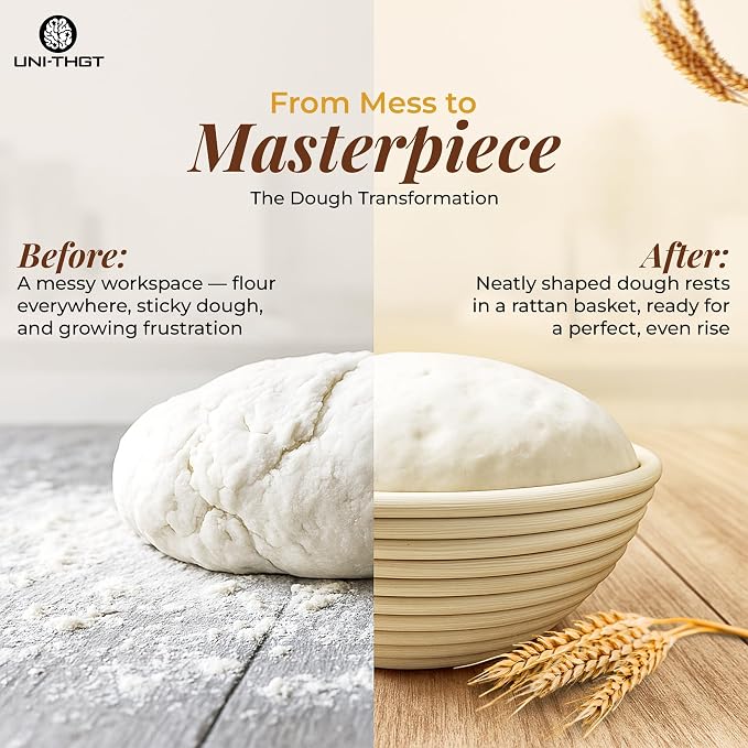 Sourdough Proofing Basket - 9 & 10 Inch Round and Oval Rattan Bread Banneton with Baking Accessories - Fermenting Kit for Bread Making - Gift Baskets for Women