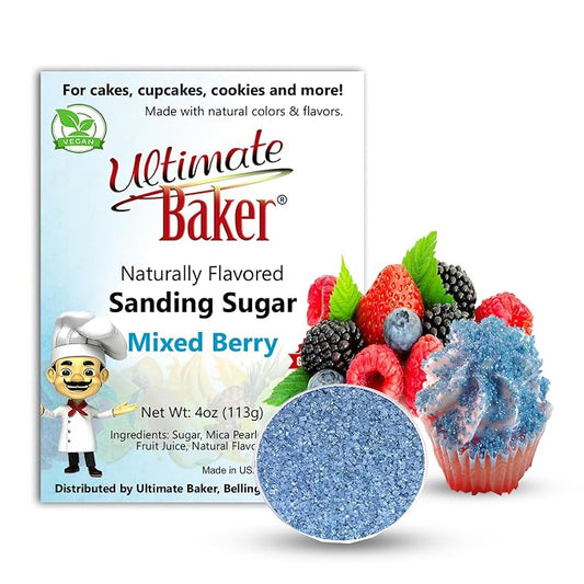 Ultimate Baker Flavored Sanding Sugar (1x4oz) - Burst of Flavor & Color for Cakes, Cookies & More, All-Natural, Perfect for Baking & Decorating or as a Flavored Coffee Sugar (Mixed Berry)