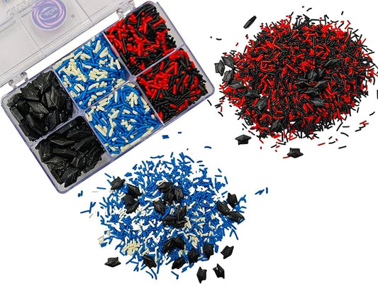 Edible School Graduation Sprinkles, Black Graduation Caps Mixed with RoyalBlue & White, Black & Red Jimmies for Ice Cream Cupcakes Cookies Topping Cake Decorating, 4.23 oz