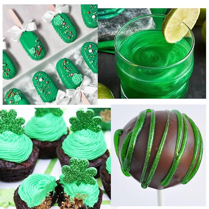 Edible Glitter Spray - 20g Luster Dust Edible Food Grade Glitter for Cake Decorating, Cocktails, Drinks - Shimmer Dust Powder Metallic Food Coloring Powder for Cookie, Candy, Icing (Green)