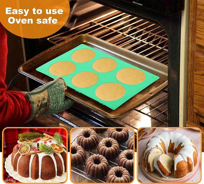 3Pcs Silicone Original Cake Pan, 6Cavity Mini Heritage Cake Silicone Mold for Baking，Non-stick Baking Mold for Cupcake Cornbread Brownie Jello (Original)