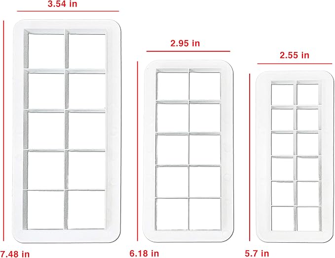 Clever Monster Square Cookie Cutter Set, Geometric Multicutter Square Cake Fondant Cutter, 3 Size Square Biscuit Cutters Cake Decorating (White).
