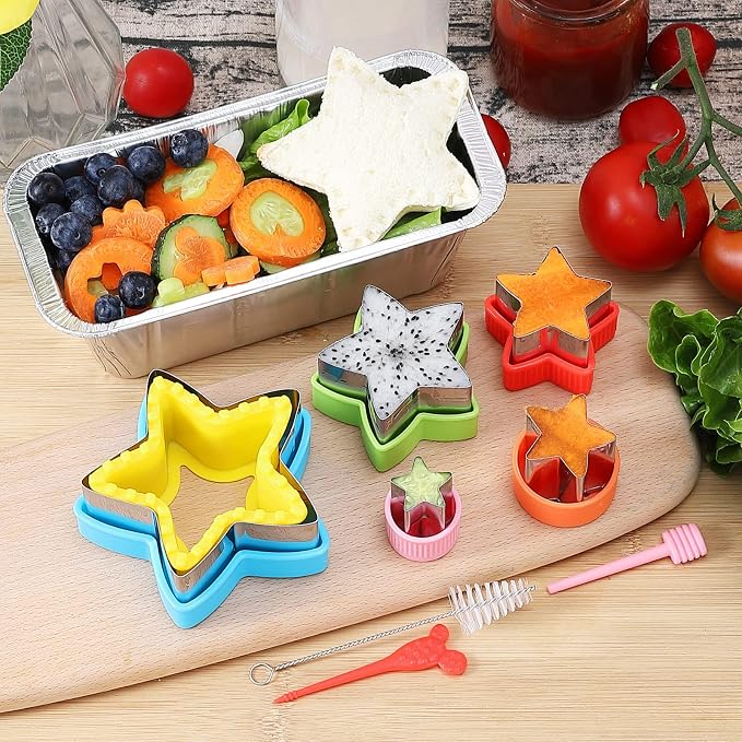 MUYIYAMEI Star Cookie Cutters Set - Sandwich Sealer & Five-Pointed Star Shaped Cookie Cutter Biscuit Molds Fondant Cake Cheese Pastry Mold Bakeware Tools (Assorted Sizes)