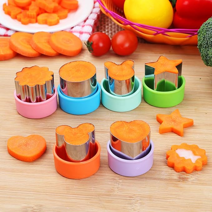 Vegetable Cutter Shapes Set, 24pcs, Mini Cookie Cutters Set Fruit Cookie Pastry Stamps Mold with 20pcs Food Picks and Forks -for Kids Baking and Food Supplement Tool Accessories