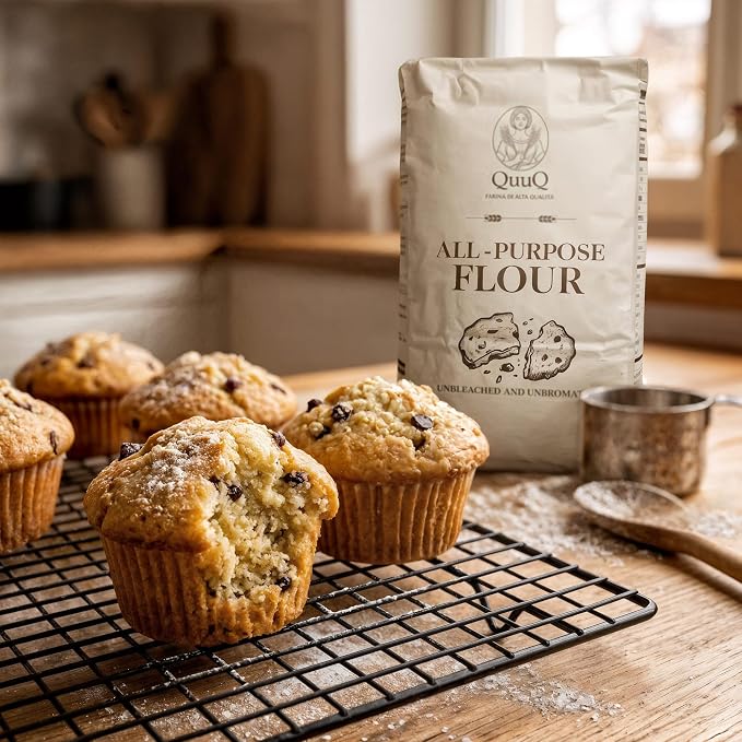 QuuQ All Purpose Flour 3 Pack 13.2 lb (6 kg) – Unbleached Unbromated Enriched Wheat Flour, Non-GMO Baking Flour for Bread, Cookies, Cakes, Pizza & Baking
