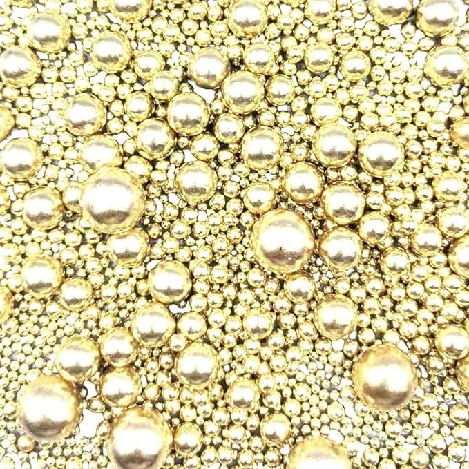 Edible Pearl Sugar Sprinkles Gold Candy Mixing Size Baking Edible Cake Decorations Cupcake Toppers Cookie Decorating Celebrations Wedding Valentines Easter Halloween Christmas Supplies 120g/ 4.23oz