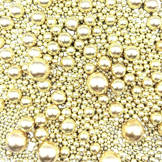Edible Pearl Sugar Sprinkles Gold Candy Mixing Size Baking Edible Cake Decorations Cupcake Toppers Cookie Decorating Celebrations Wedding Valentines Easter Halloween Christmas Supplies 120g/ 4.23oz