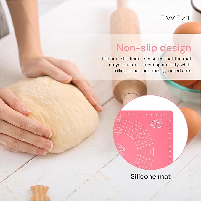 Silicone Baking Mats - Non Slip Pastry Mat for Rolling Dough - Silicone Mats for Baking with Measurements - Kneading Dough Mat, 11.8x15.7 Inches