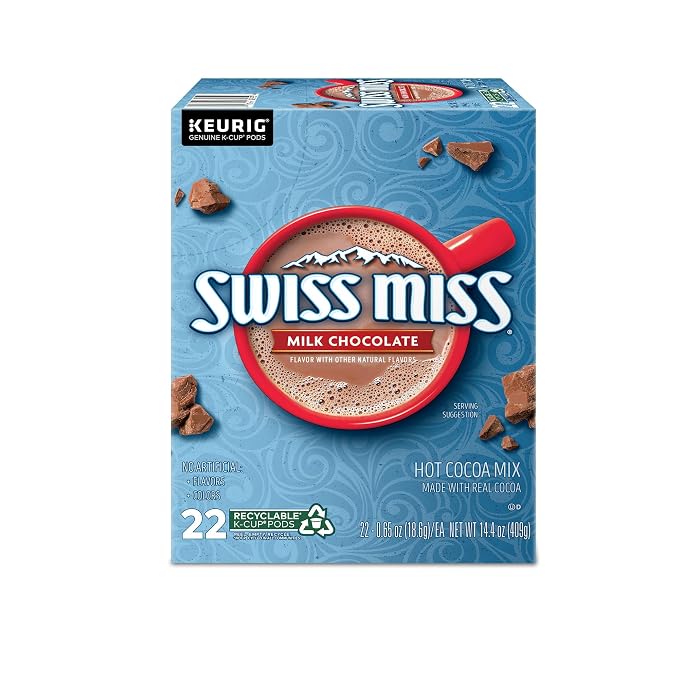 Swiss Miss Milk Chocolate Hot Cocoa, Keurig Single-Serve K-Cup Pods, 88 Count (4 Packs of 22)