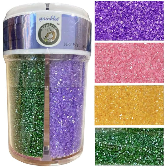 Sentovac 4-Colors Sanding Sugar for Baking Edible Sparkling Coarse Sugar Crystals Sprinkles for Baking Cake Cookie Cupcake Topper Ice Cream Decoration Supplies（Purple Yellow Green Pink）