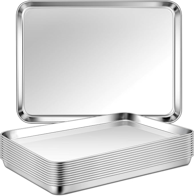 Homikit 12 Pack Baking Sheet Set, 18x13 Inches Stainless Steel Large Cookie Pans for Oven, Heavy Duty Metal Half Sheet Baking Tray for Roasting Cooking, Nonstick & Rust Free, Dishwasher Safe