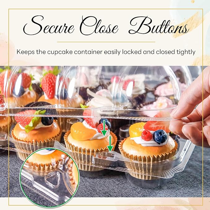 NPLUX 12 Count Cupcake Containers 6 Pack Cupcake Holders Plastic Clear Reusable Cupcake Containers with Detachable Tall Dome Lids Stackable Cupcake Boxes for 72 Cupcakes, BPA Free, Standard Size