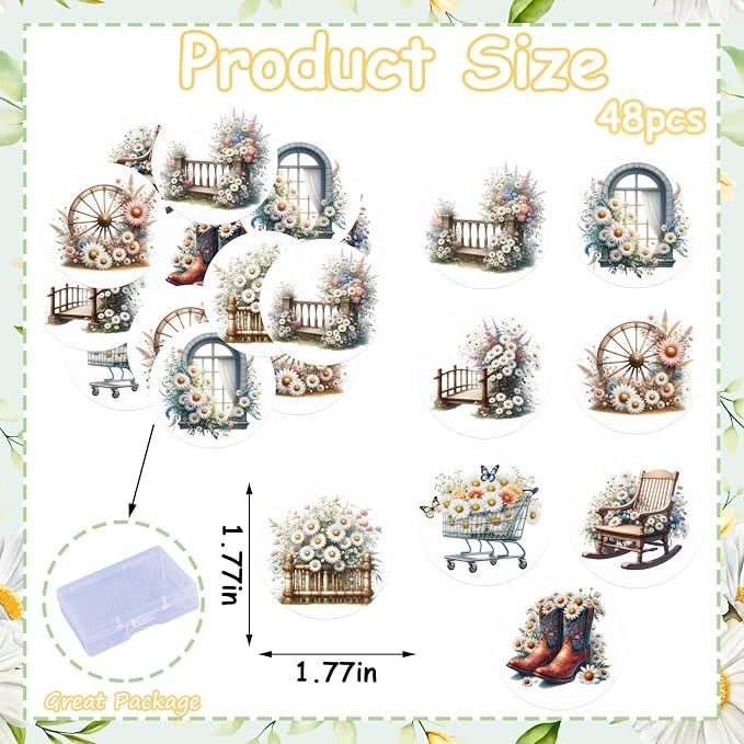 48PCS Edible Daisy Cupcake Toppers Wafer Paper Spring Daisy Flower Cake Decorations FlowerCake Toppers for Daisy Theme Baby Shower Birthday Party Decoration Supplies
