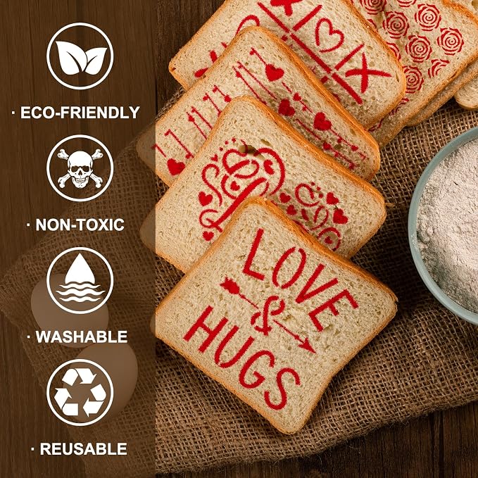 Whaline 15 Pcs Valentine's Day Cookie Stencils Painting Stencils Love Heart Shaped Decorative Cake Baking Templates with Bead Chain for Mother's Day Party DIY Craft Decor, 4.7 x 5.1 Inch