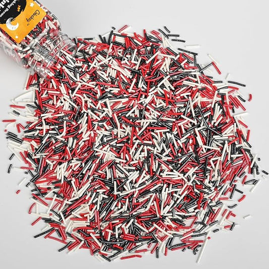 Jimmies Sprinkles for Cake Decorating, Black & Red Sprinkles Perfect for Cupcake Toppers Wedding Party Valentines Halloween Christmas Supplies 4.23 Ounce