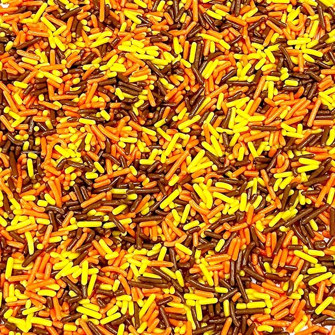 Homipooty Yellow Orange and Brown Soft Jimmies Sprinkles Edible Thanksgiving Autumn Fall Sprinkles Candy Jimmies Sprinkles for Cake Decorating 78g/2.75oz Cookie Cupcake Topper Ice Cream