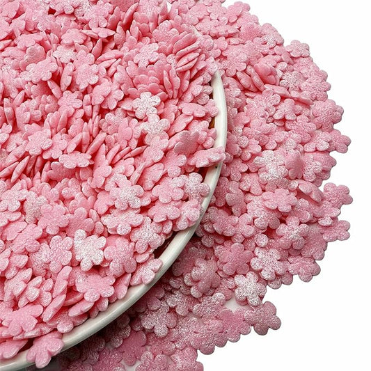 SE Si&Moos Edible Pink Flowers Sprinkles for Cake Decorating Mini Sugar Flowers Pink Confetti Sprinkles Edible Flower Cake Decorations, Baking, Ice Cream, Cookies, Cupcake Toppers Party Baby Shower Holiday Valentines Supplies 3 OZ