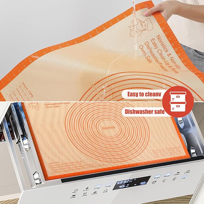 Silicone Pastry Mat 36x24 Inch Extra Large Baking Mat with Measurements, Nonstick Kitchen Counter Mats for Dough, Pastry, Dough Rolling, Kneading Board, Pie Crust, Fondant, Bread, Pasta, Pizza