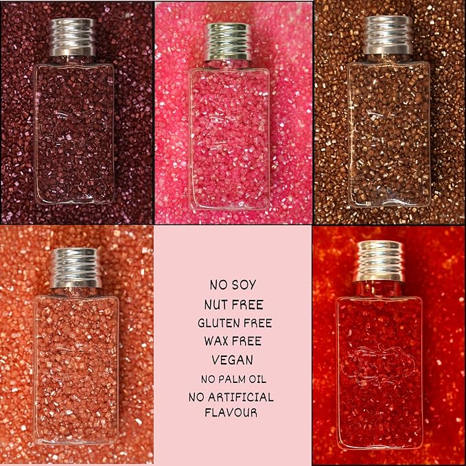 Confect Sparkling Sugar for Baking & Cake Decoration | Assorted pack of 5 Arabian Nights Sparkling Sugar Sprinkles Mix Bronze, Bright Pink, Copper, Orange & Deep Red | Vegan, Gluten-Free, Nut-Free, Soy-Free, Dairy-Free, Palm Oil-Free- 5 Oz