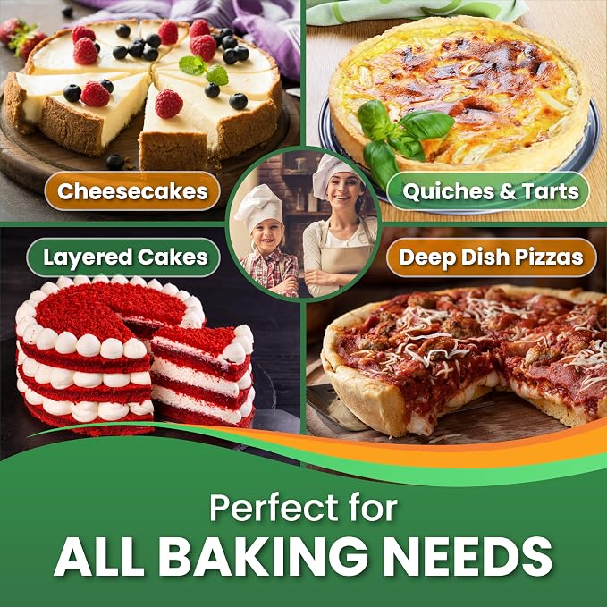 STAINLESS STEEL Springform Pan 9 Inch, with 2 REUSABLE NON-STICK Liners - No Parchment Paper Needed, Dishwasher Safe NON-TOXIC Springform Pan for Cheesecake; Quiches, Tarts, Frozen Desserts, etc.