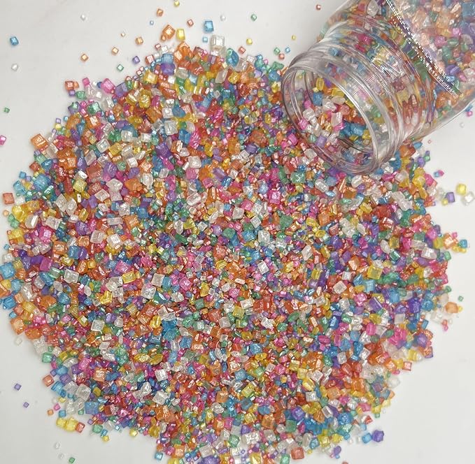 Sentovac Rainbow Diamonds Crystal Sprinkles | Edible Cake Cupcake Sprinkles 1 Bottle 3.53oz/ 100g | for Wedding Party Baking Cupcake Cookie Ice Cream Decoration Supplies