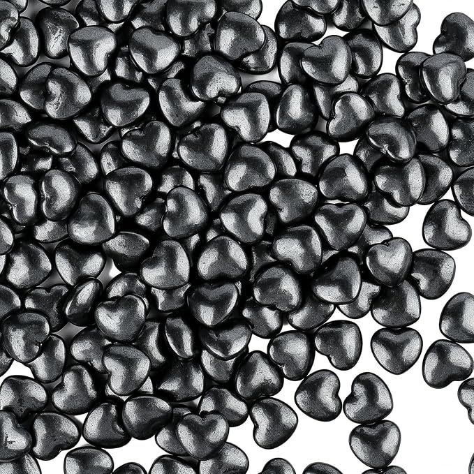 Black Heart Sprinkles, Edible Candy Hearts for Cake Decorating, Cupcakes, Cookies & Desserts, 4.6oz Black Sprinkles for Halloween, Christmas, Valentines, Birthday, Wedding, Party, Holiday Baking
