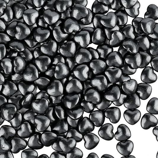 Black Heart Sprinkles, Edible Candy Hearts for Cake Decorating, Cupcakes, Cookies & Desserts, 4.6oz Black Sprinkles for Halloween, Christmas, Valentines, Birthday, Wedding, Party, Holiday Baking
